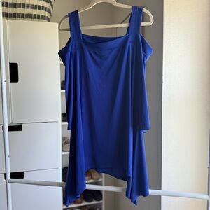 Cha Cha Vente Royal Blue Cold Shoulder 3/4 Sleeve Relaxed Fit Blouse Size XL